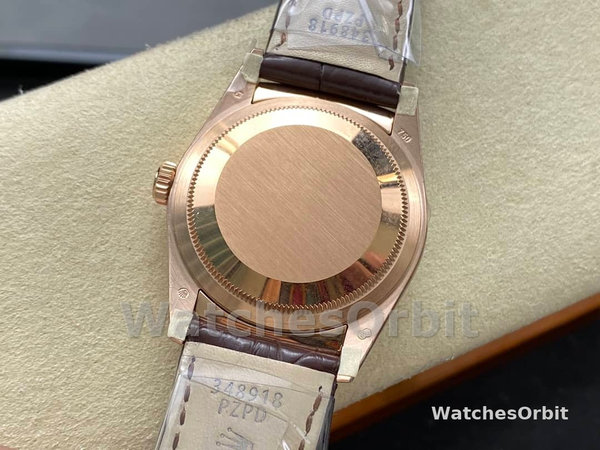 Replica Rolex Day Date 36-m128396TBR 0019 voor heren, diamanten ring, ijsblauwe Romeinse wijzerplaat