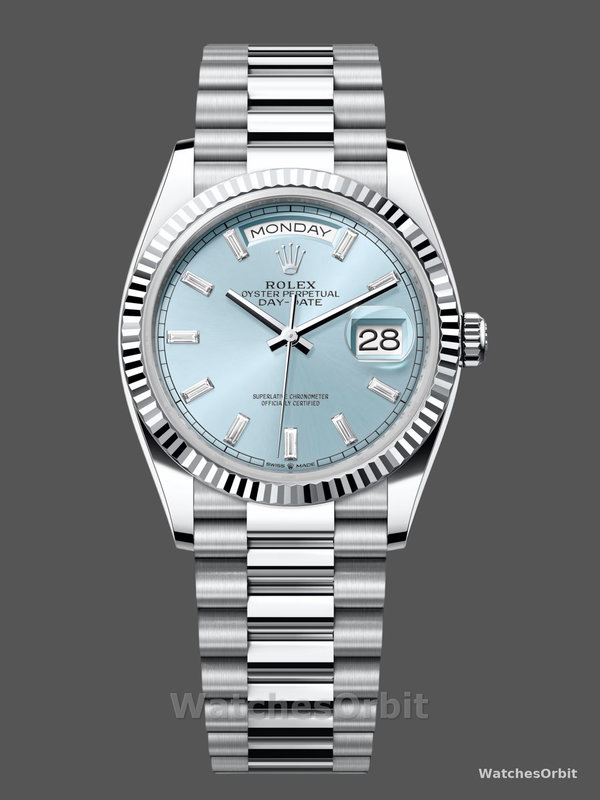 Rolex Day Date 36 Fluted Bezel Platinum Bracelet 128236 0009