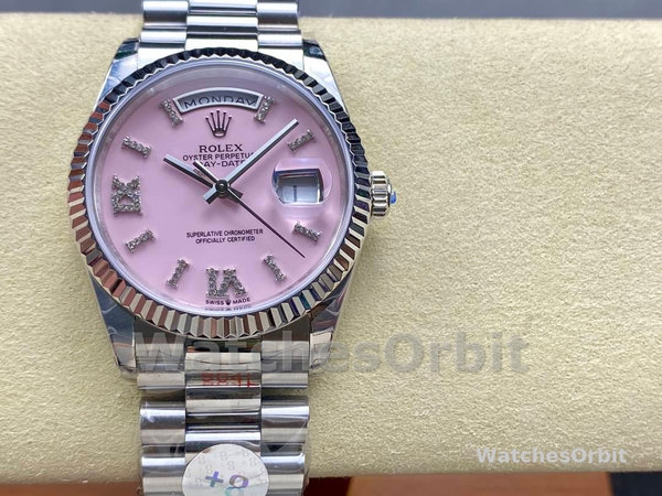 Replica Rolex Day Date 36-M128236 0020 voor heren, witgoud, blauwe ombre wijzerplaat