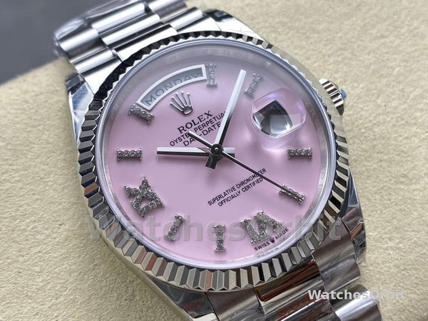 Replica Rolex Day Date 36-M128236 0020 voor heren, witgoud, blauwe ombre wijzerplaat