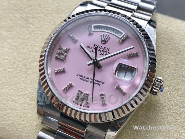 Replica Rolex Day Date 36-M128236 0020 voor heren, witgoud, blauwe ombre wijzerplaat
