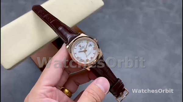 Replica Rolex Day Date 36-m128348RBR 0064 voor heren, geelgoud, witte wijzerplaat