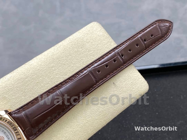 Replica Rolex Day Date 36-m128348RBR 0064 voor heren, geelgoud, witte wijzerplaat