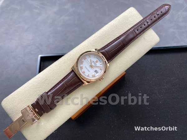 Replica Rolex Day Date 36-m128348RBR 0064 voor heren, geelgoud, witte wijzerplaat