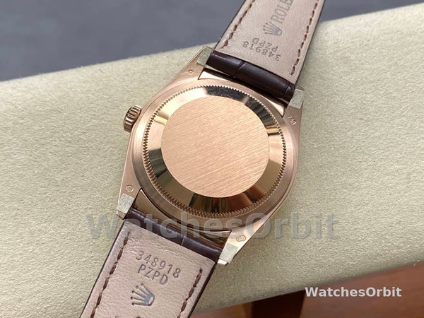 Replica Rolex Day Date 36-m128348RBR 0064 voor heren, geelgoud, witte wijzerplaat