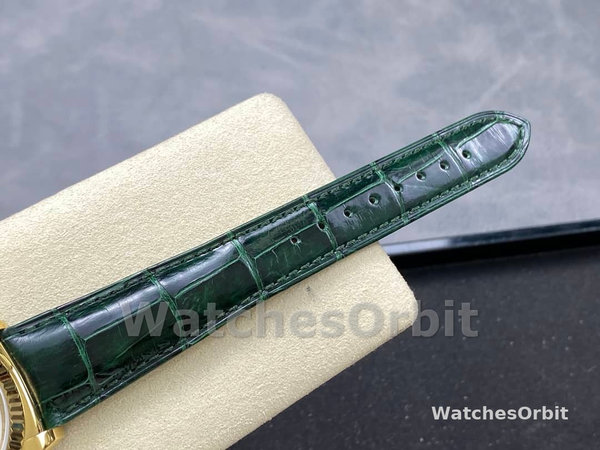 Replica Rolex Day Date 36-128396TBR 0004, Platina, Diamanten ring, Zilver voor heren