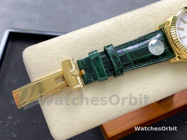 Replica Rolex Day Date 36-128396TBR 0004, Platina, Diamanten ring, Zilver voor heren
