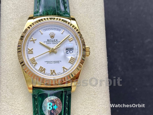 Replica Rolex Day Date 36-m128236 0017, platina, witte wijzerplaat, President armband, wit