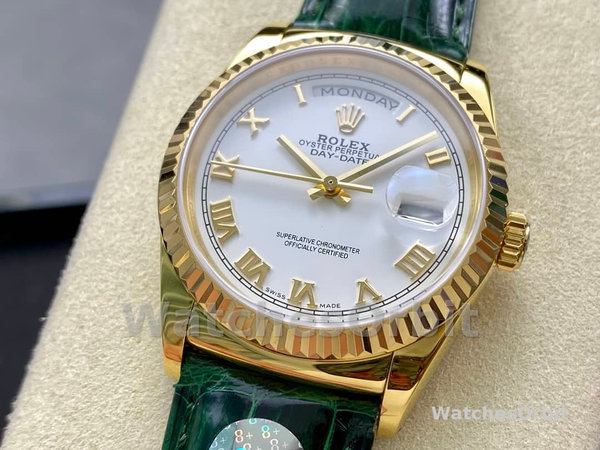 Replica Rolex Day Date 36-m128236 0017, platina, witte wijzerplaat, President armband, wit