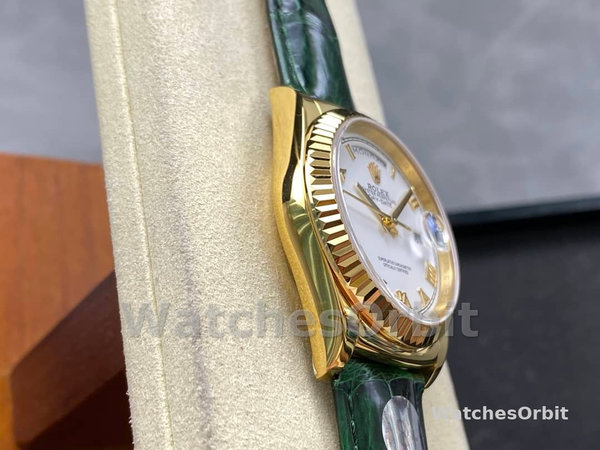 Replica Rolex Day Date 36-m128236 0017, platina, witte wijzerplaat, President armband, wit