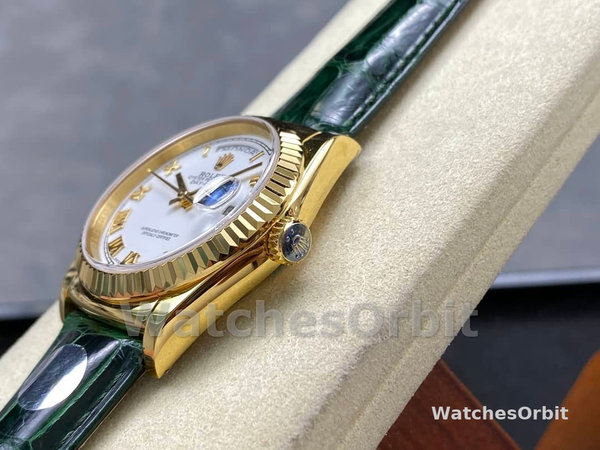 Replica Rolex Day Date 36-m128236 0017, platina, witte wijzerplaat, President armband, wit