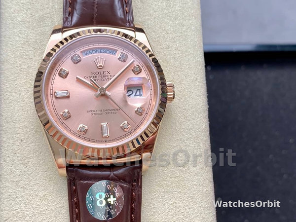 Replica Heren Rolex Day Date 36-m128236 0006, Roze Romein, Roze