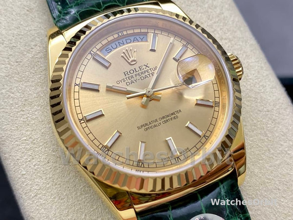 Replica Rolex Day Date 36-m128399TBR 0019, witgoud, diamanten ring, witte wijzerplaat