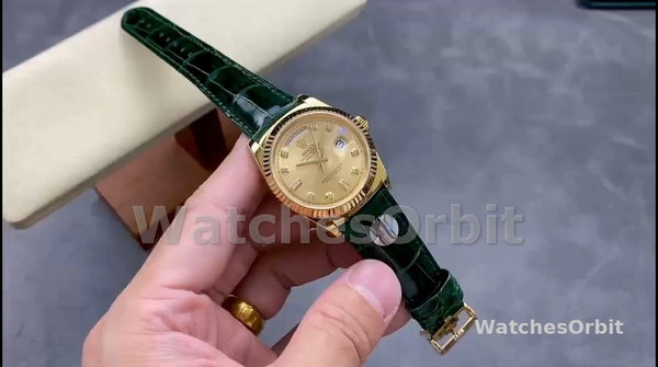 Replica Rolex Day Date 36-m128345RBR 0075, Everose goud, Diamanten ring, bruine ombre