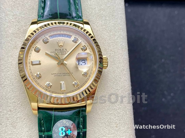 Replica Rolex Day Date 36-m128345RBR 0075, Everose goud, Diamanten ring, bruine ombre
