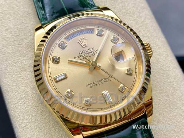 Replica Rolex Day Date 36-m128345RBR 0075, Everose goud, Diamanten ring, bruine ombre