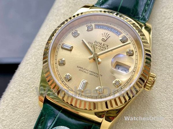 Replica Rolex Day Date 36-m128345RBR 0075, Everose goud, Diamanten ring, bruine ombre