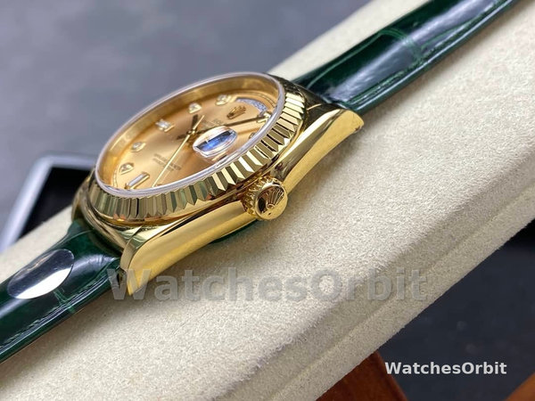 Replica Rolex Day Date 36-m128345RBR 0075, Everose goud, Diamanten ring, bruine ombre
