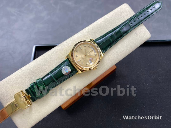 Replica Rolex Day Date 36-m128345RBR 0075, Everose goud, Diamanten ring, bruine ombre