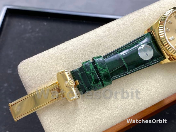 Replica Rolex Day Date 36-m128345RBR 0075, Everose goud, Diamanten ring, bruine ombre