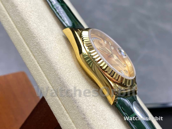 Replica Rolex Day Date 36-m128345RBR 0075, Everose goud, Diamanten ring, bruine ombre