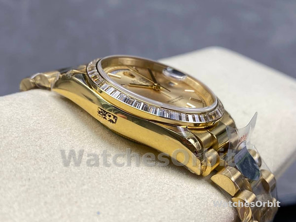 Replica Rolex Day Date 36-m128239 0059, witgoud, witte wijzerplaat, geribbelde lunette, president, wit