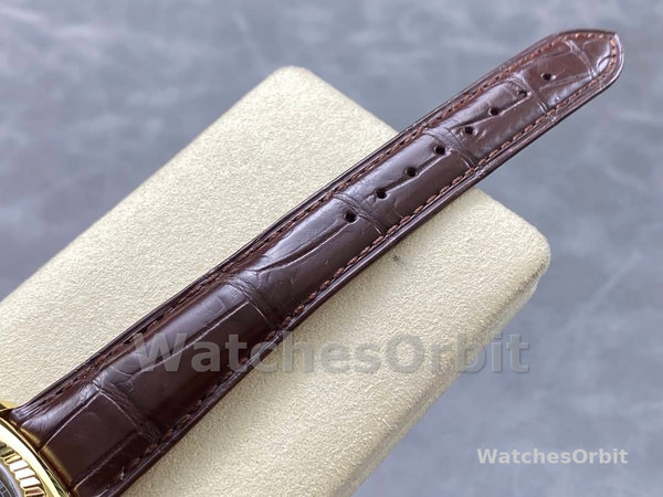 Replica Rolex Day Date 36-128396TBR 0004, Platina, Diamanten ring, Zilver voor heren