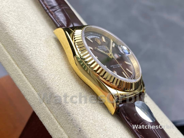 Replica Rolex Day Date 36-128396TBR 0004, Platina, Diamanten ring, Zilver voor heren