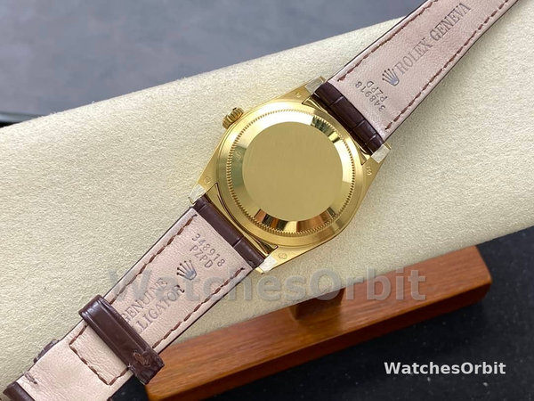 Replica Rolex Day Date 36-128396TBR 0004, Platina, Diamanten ring, Zilver voor heren