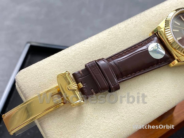 Replica Rolex Day Date 36-128396TBR 0004, Platina, Diamanten ring, Zilver voor heren