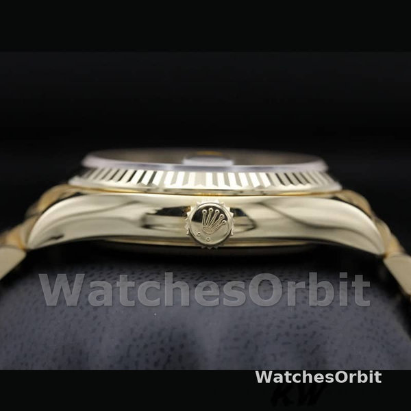 Replica Rolex Day-Date 36mm Unisex-128238 0081 Geribbelde lunette-Witte index wijzerplaat Wit