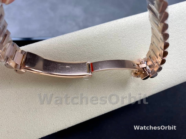 Replica Rolex Day-Date 36mm unisex-128345RBR 0028-Mother of Pearl White Dial-Everose Gold MOP