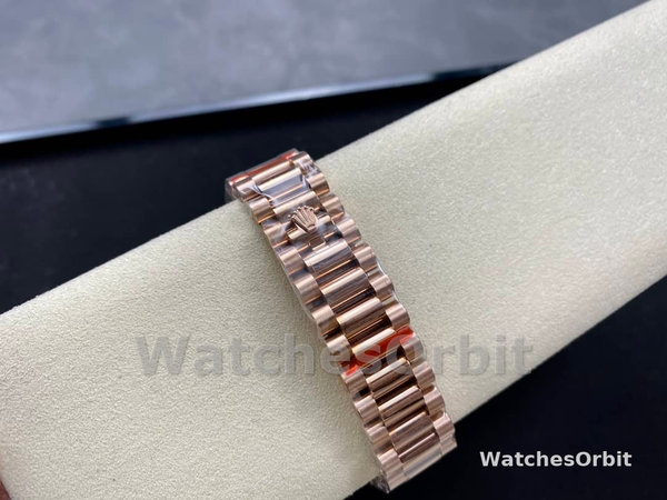 Replica Rolex Day-Date 36mm unisex-128345RBR 0028-Mother of Pearl White Dial-Everose Gold MOP