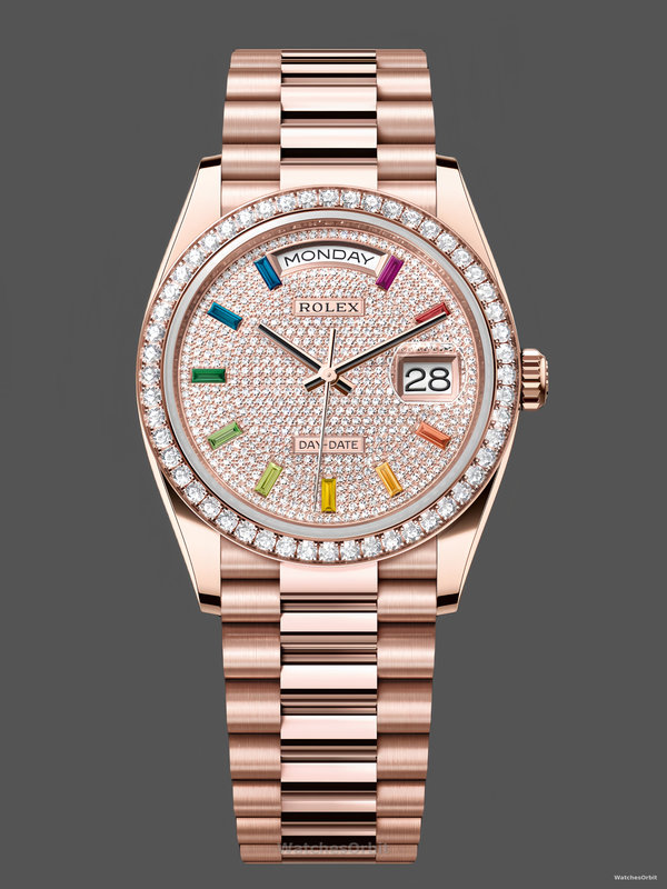 Rolex Day Date 36mm 128345RBR 0042 Diamond Paved Dial President Watch