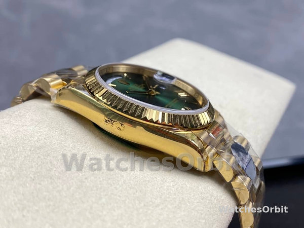 Replica Rolex Day Date 40-M228238 00691, geelgoud, groene ombre wijzerplaat, groene ombre wijzerplaat