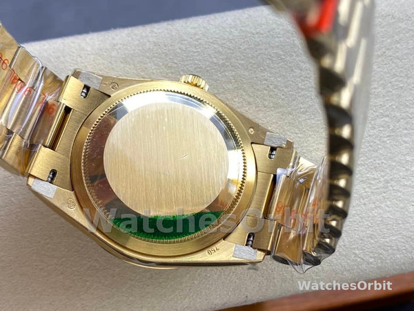 Replica Rolex Day Date 40-M228238 00691, geelgoud, groene ombre wijzerplaat, groene ombre wijzerplaat