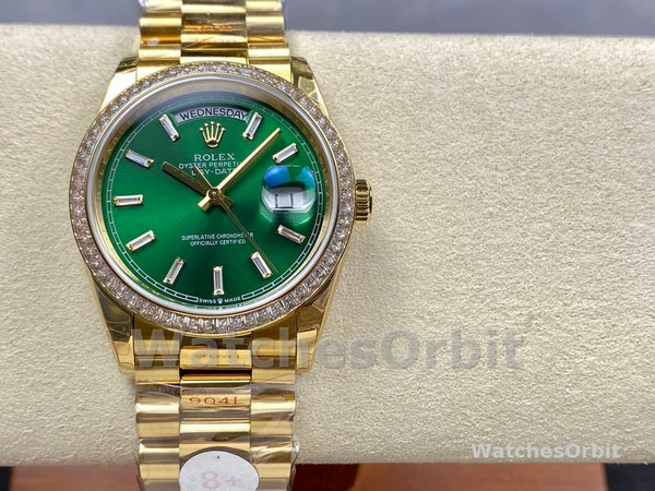 Replica Rolex Day Date 40-M228238 00691, geelgoud, groene ombre wijzerplaat, groene ombre wijzerplaat