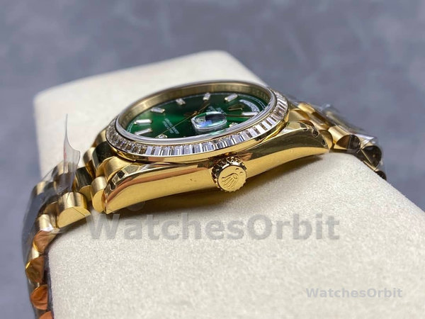 Replica Rolex Day Date 40-M228238 00691, geelgoud, groene ombre wijzerplaat, groene ombre wijzerplaat