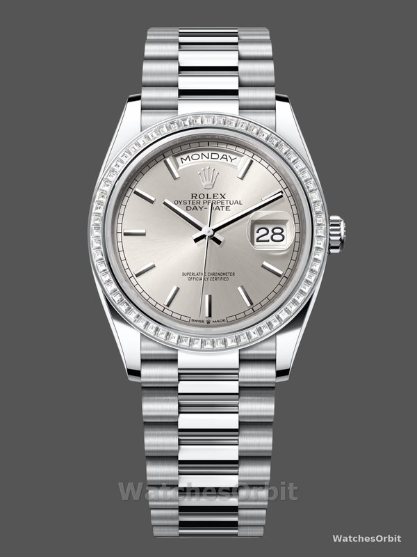 Rolex Day Date 36mm Platinum and Diamonds Bezel 128396tbr 0004