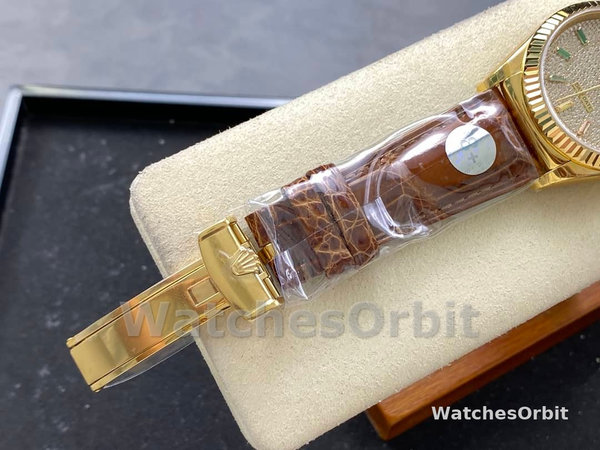 Replica Rolex Day Date 36-m128396TBR 0005, Platina, Parelmoer wijzerplaat, Diamanten ring, President, MOP wijzerplaat