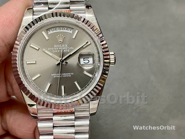 Replica Rolex Day-Date 40-M228239 0060 voor heren, 18K witgoud, wijzerplaat in leisteen