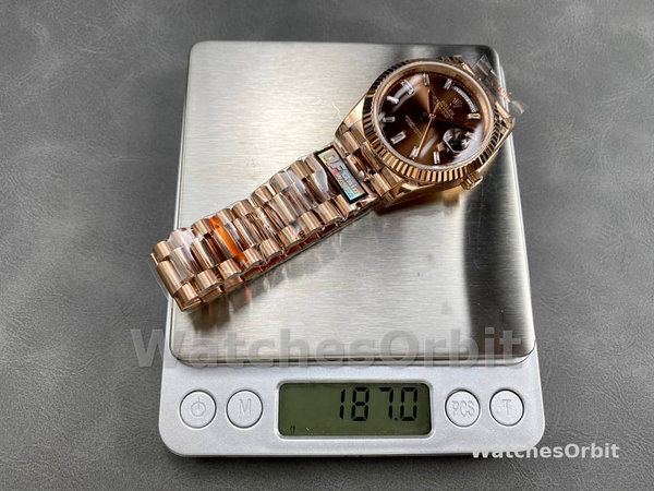 Replica Heren Rolex Day-Date 40-m228235 0003, 18K Everose Goud, President, Chocolade Wijzerplaat
