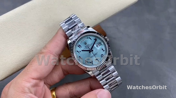 Replica Rolex Day-Date 40mm Platina Ijsblauwe Wijzerplaat Heren - 228236 Ijsblauwe Wijzerplaat