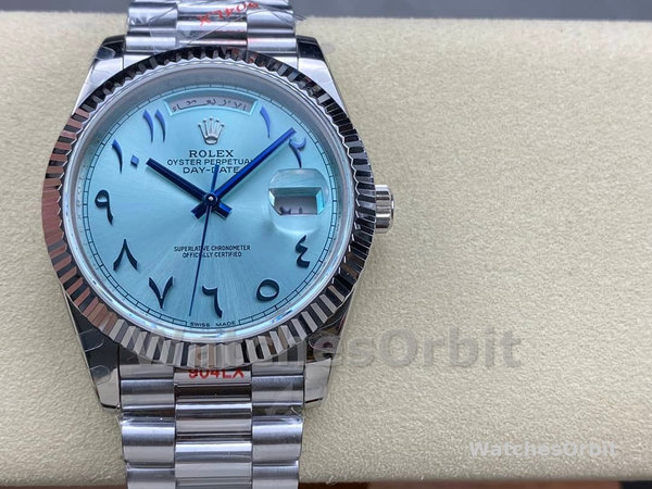 Replica Rolex Day-Date 40mm Platina Ijsblauwe Wijzerplaat Heren - 228236 Ijsblauwe Wijzerplaat