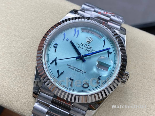 Replica Rolex Day-Date 40mm Platina Ijsblauwe Wijzerplaat Heren - 228236 Ijsblauwe Wijzerplaat