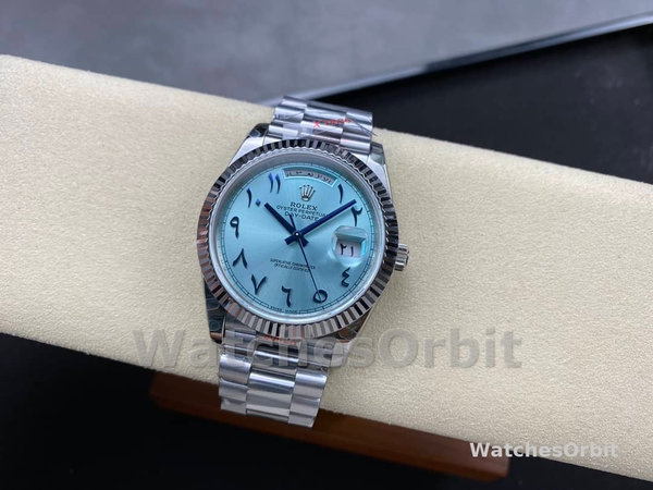 Replica Rolex Day-Date 40mm Platina Ijsblauwe Wijzerplaat Heren - 228236 Ijsblauwe Wijzerplaat