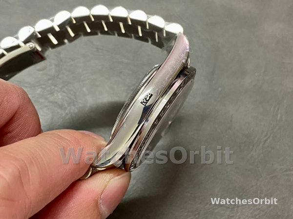 Replica Heren Rolex Day-Date 40-228396TBR, Platina, Arabische cijfers, Groen met diamanten, Groene wijzerplaat