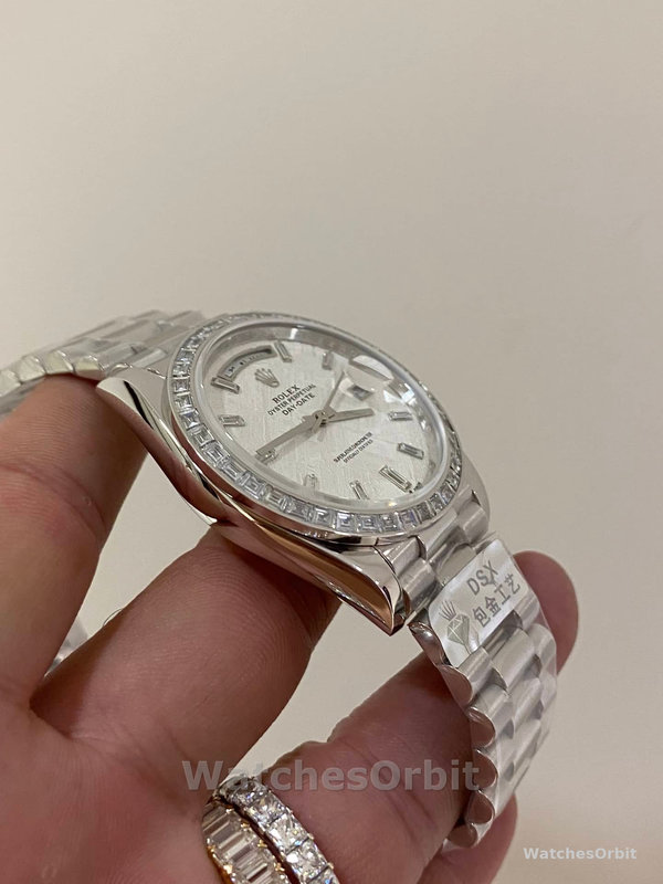 Replica Rolex Day-Date 40-M228396TBR 0027, platina, meteoriet diamant wijzerplaat, grijze wijzerplaat voor heren