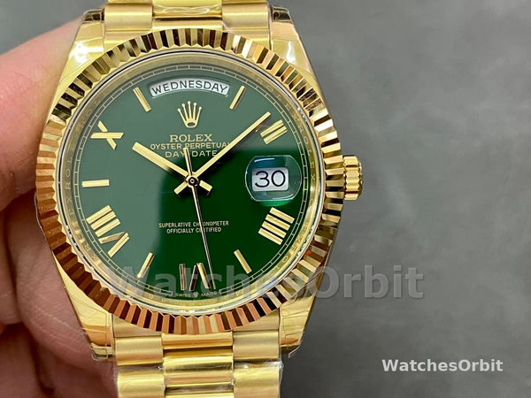 Replica Heren Rolex Day Date 40-228238 0061, President, Groen