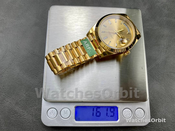 Replica Heren Rolex Day-Date 40-m228238 0005, Geelgoud, Champagne wijzerplaat